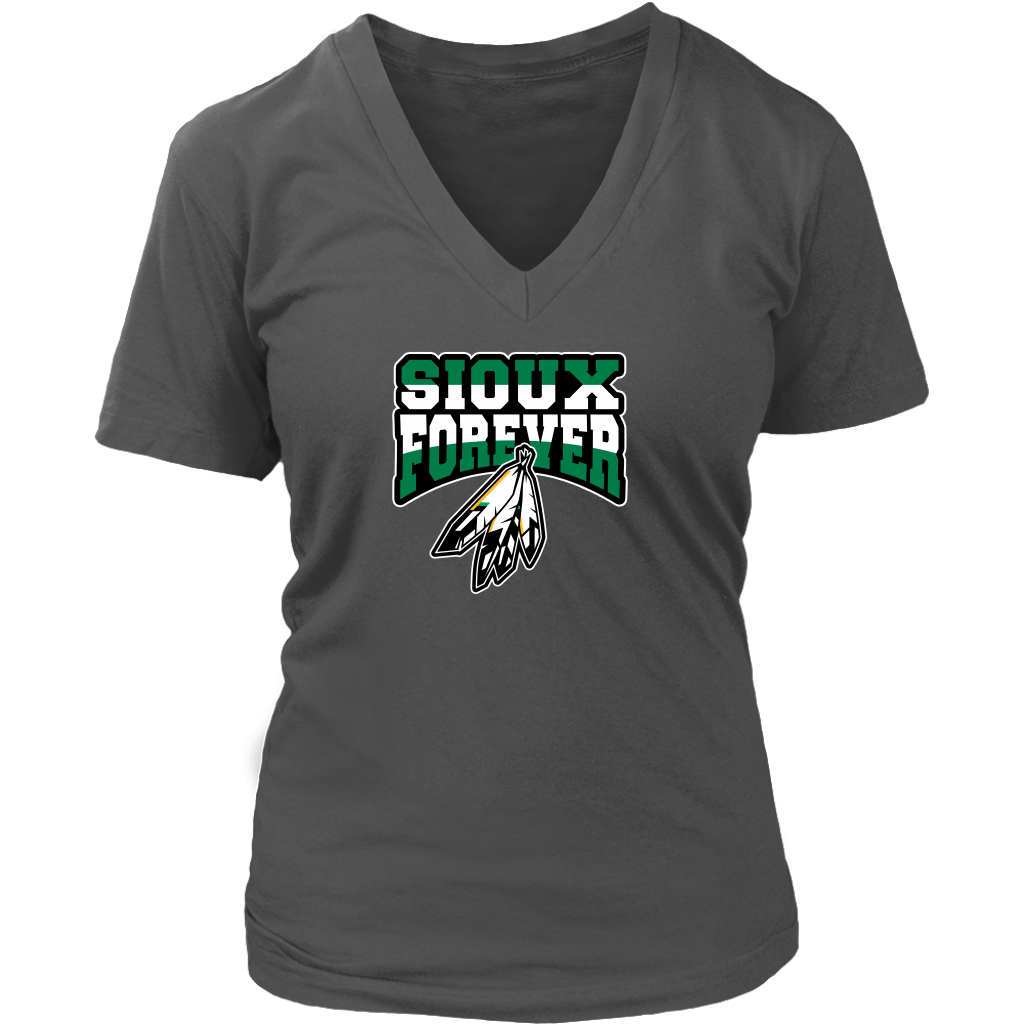 Sioux Forever Womens V-Neck Tee - Colorband Logo – Fighting Sioux Forever